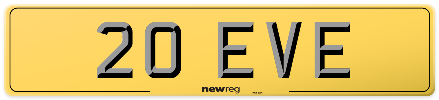 20 EVE Rear Number Plate