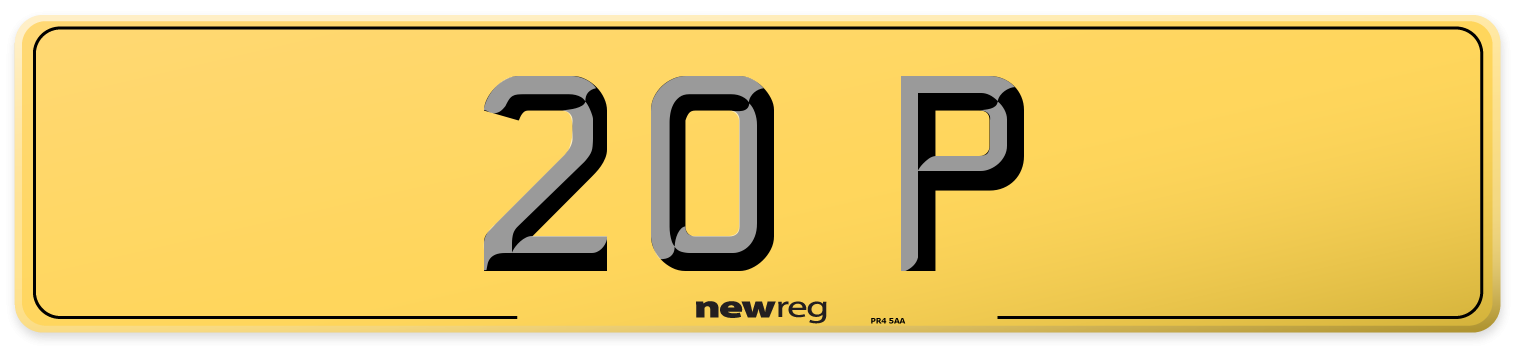 20 P Rear Number Plate
