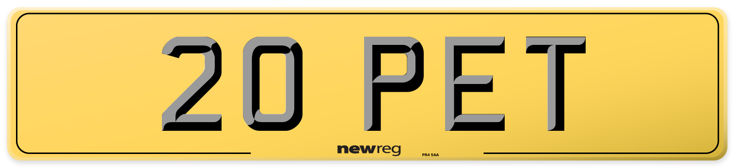 20 PET Rear Number Plate