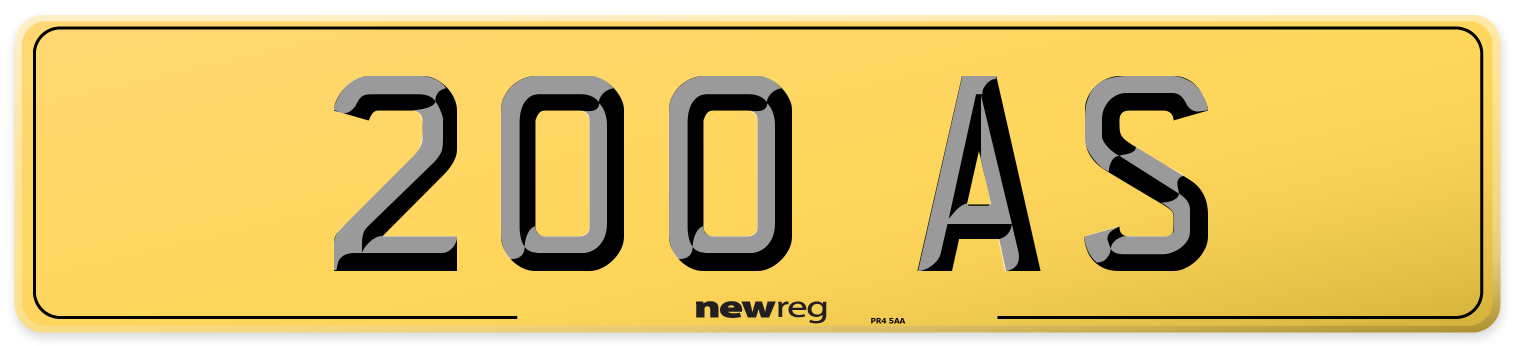 200 AS Rear Number Plate