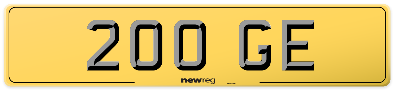 200 GE Rear Number Plate