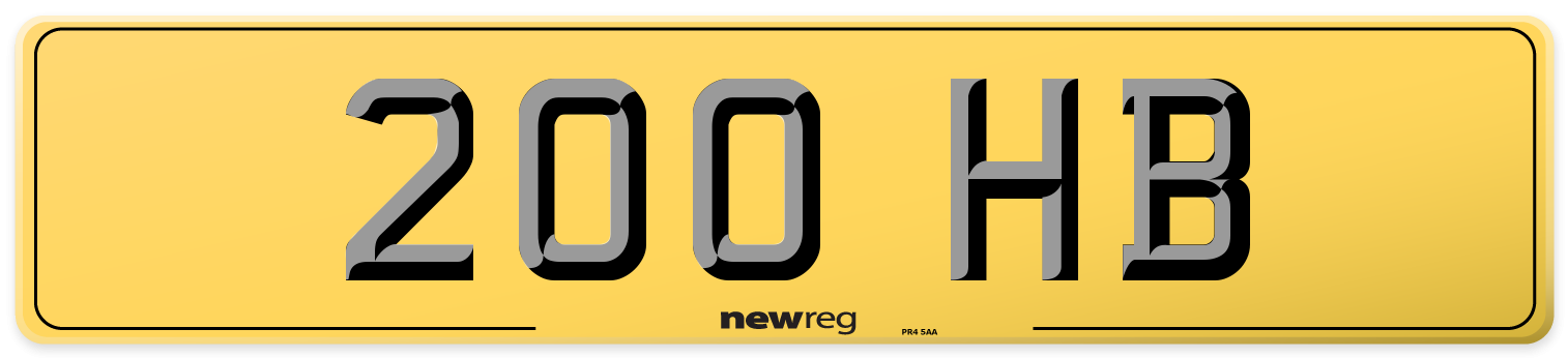 200 HB Rear Number Plate