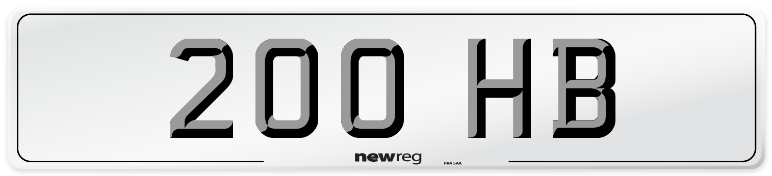 200 HB Front Number Plate