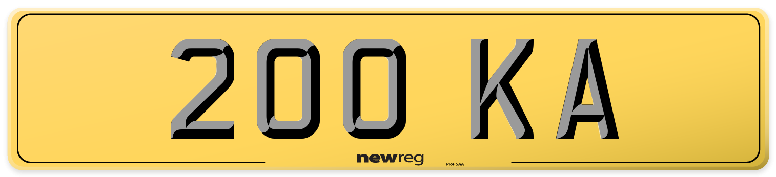 200 KA Rear Number Plate