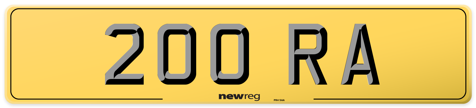 200 RA Rear Number Plate