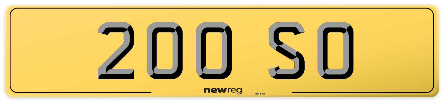 200 SO Rear Number Plate