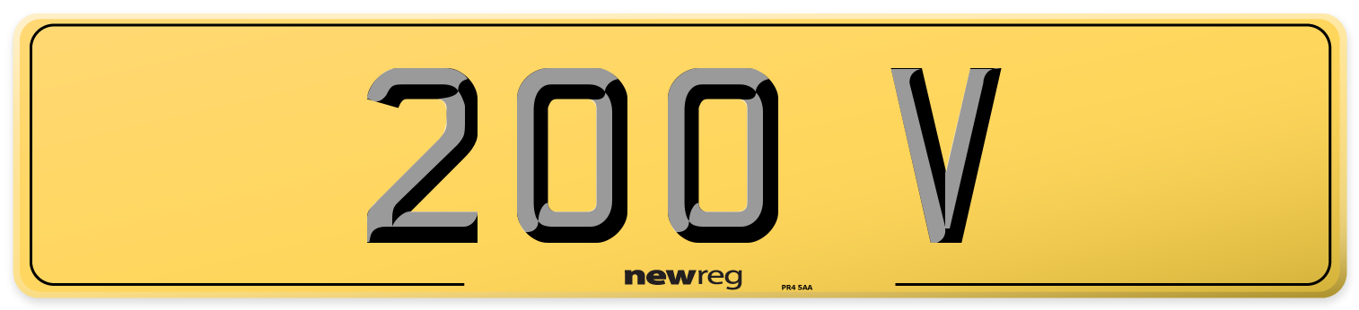 200 V Rear Number Plate