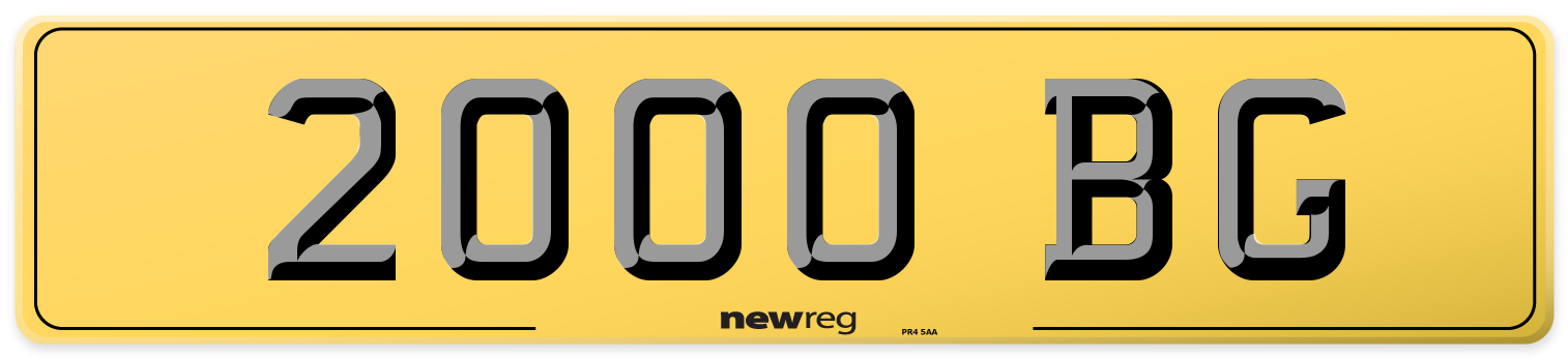 2000 BG Rear Number Plate