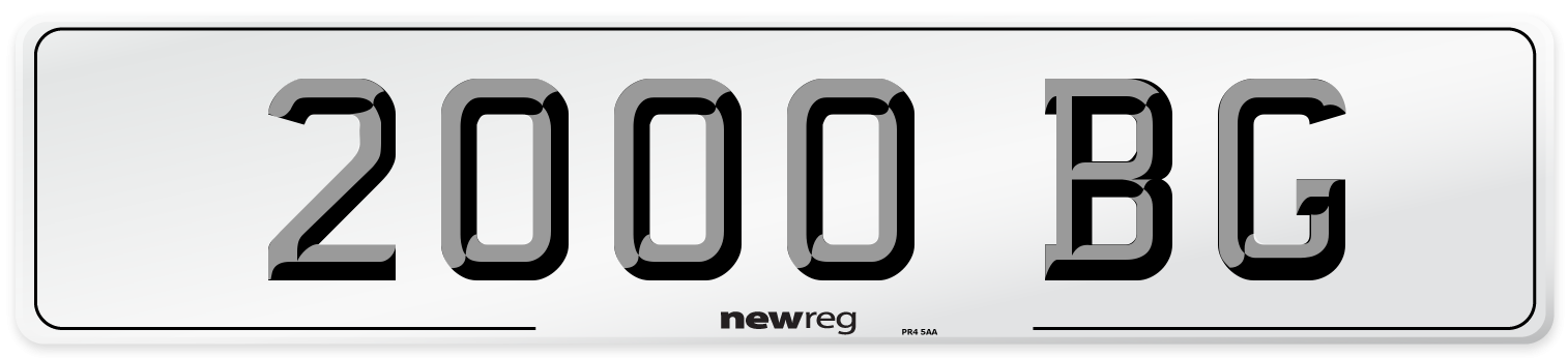 2000 BG Front Number Plate