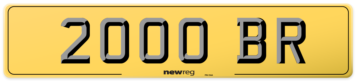 2000 BR Rear Number Plate