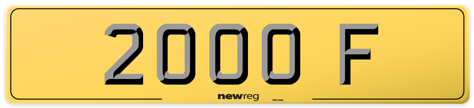 2000 F Rear Number Plate