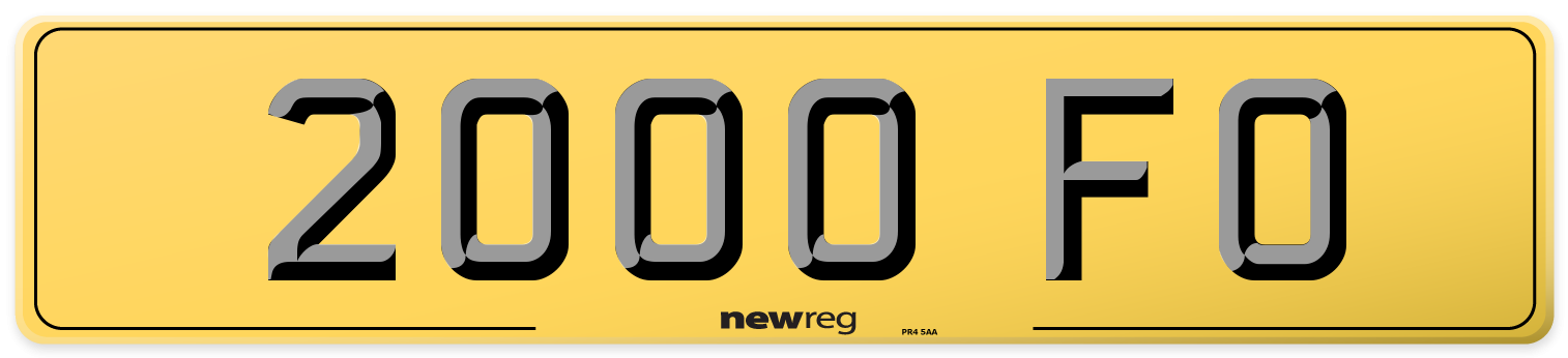 2000 FO Rear Number Plate
