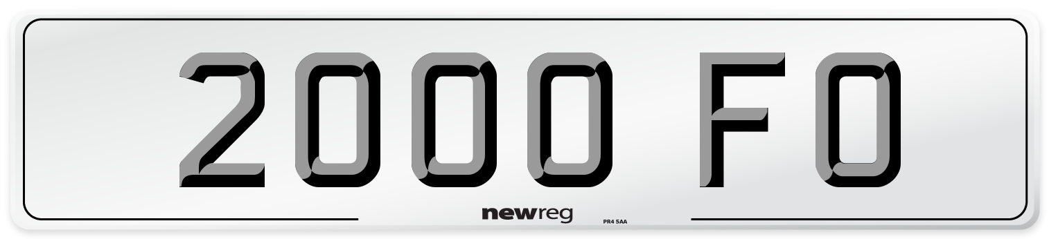 2000 FO Front Number Plate
