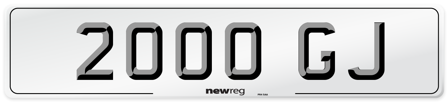 2000 GJ Front Number Plate