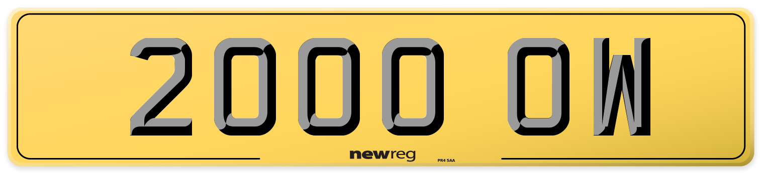 2000 OW Rear Number Plate