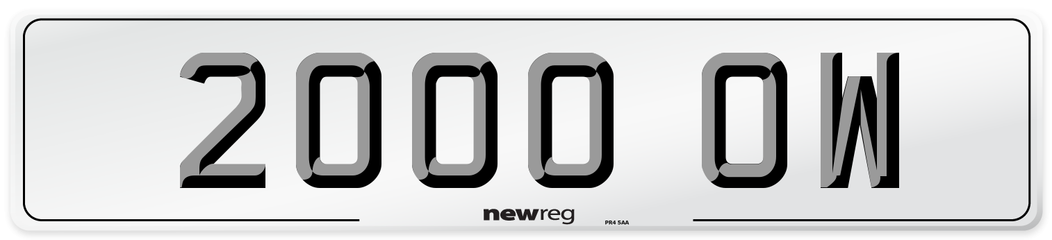 2000 OW Front Number Plate