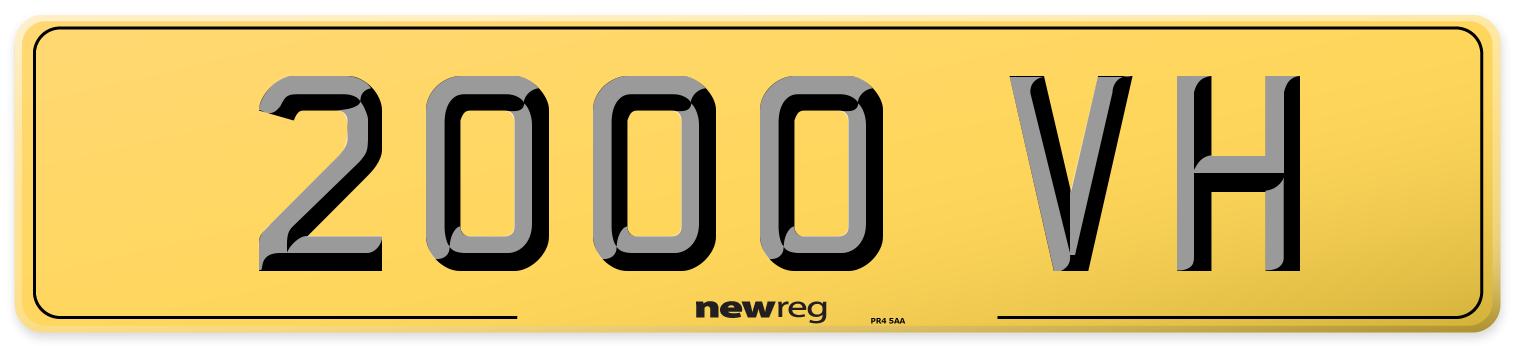 2000 VH Rear Number Plate