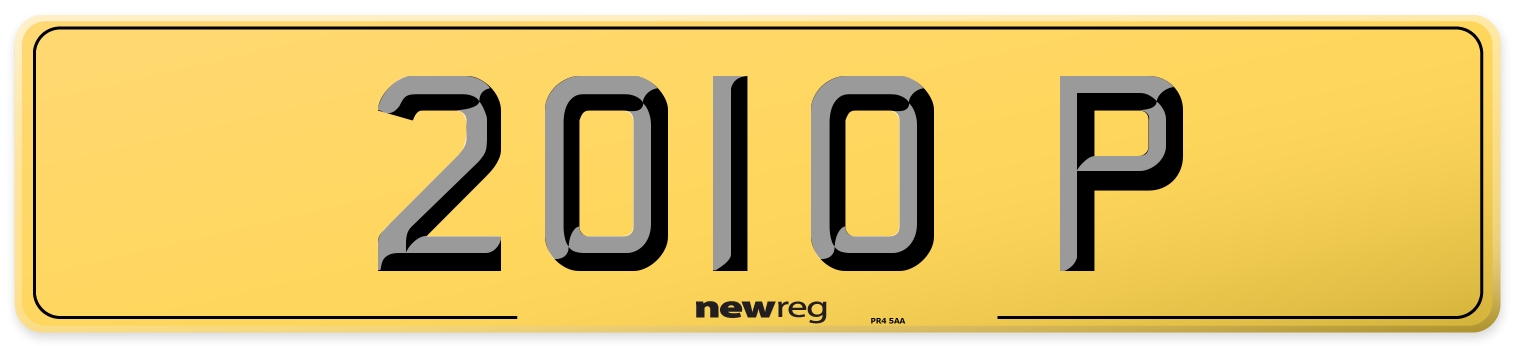 2010 P Rear Number Plate