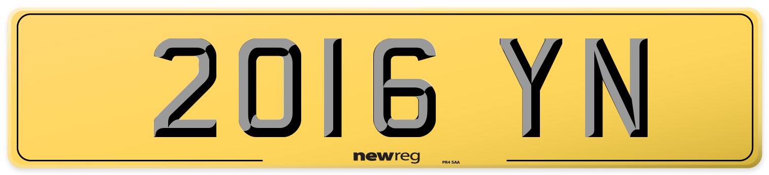 2016 YN Rear Number Plate