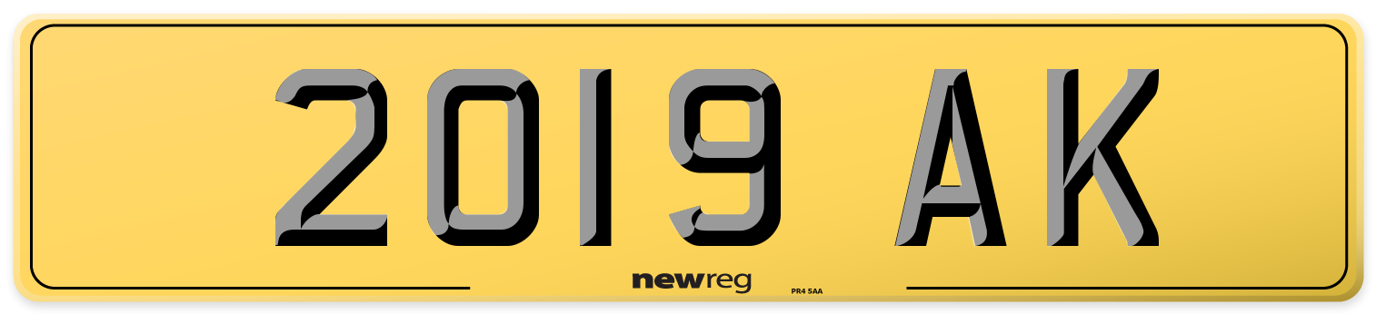 2019 AK Rear Number Plate