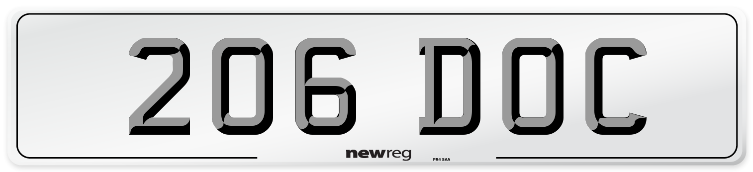 206 DOC Front Number Plate