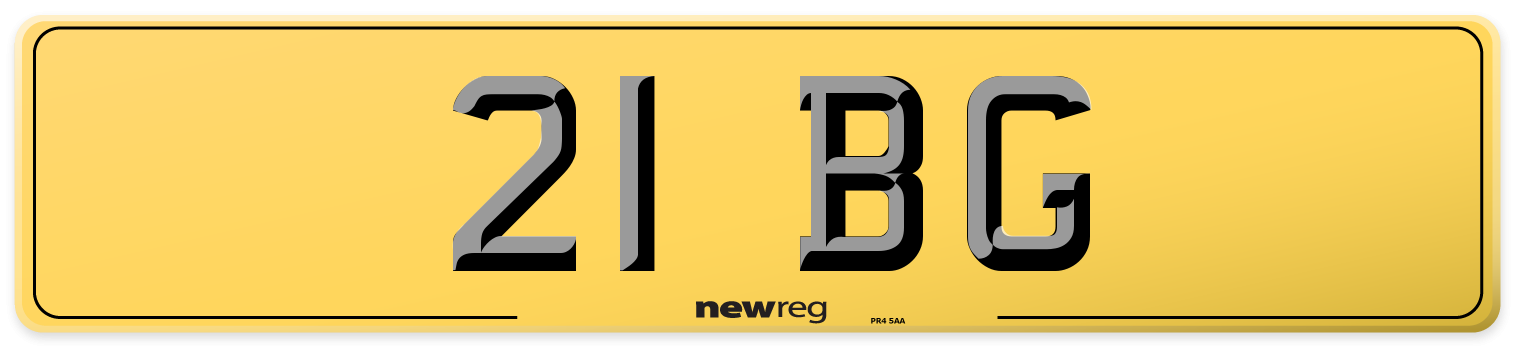 21 BG Rear Number Plate