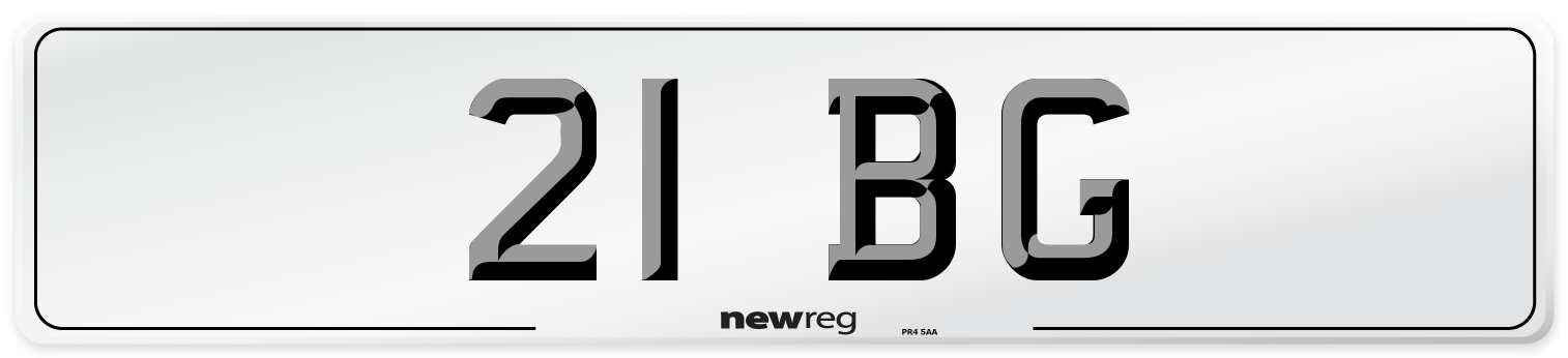 21 BG Front Number Plate