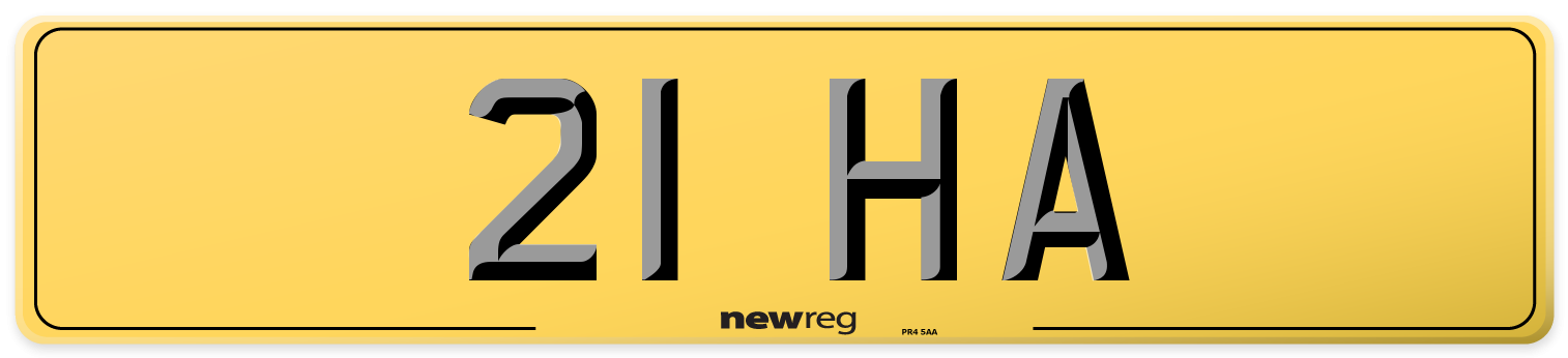 21 HA Rear Number Plate