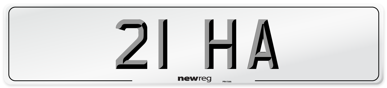 21 HA Front Number Plate