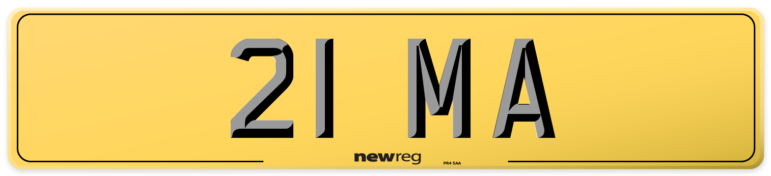 21 MA Rear Number Plate