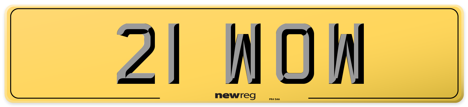 21 WOW Rear Number Plate