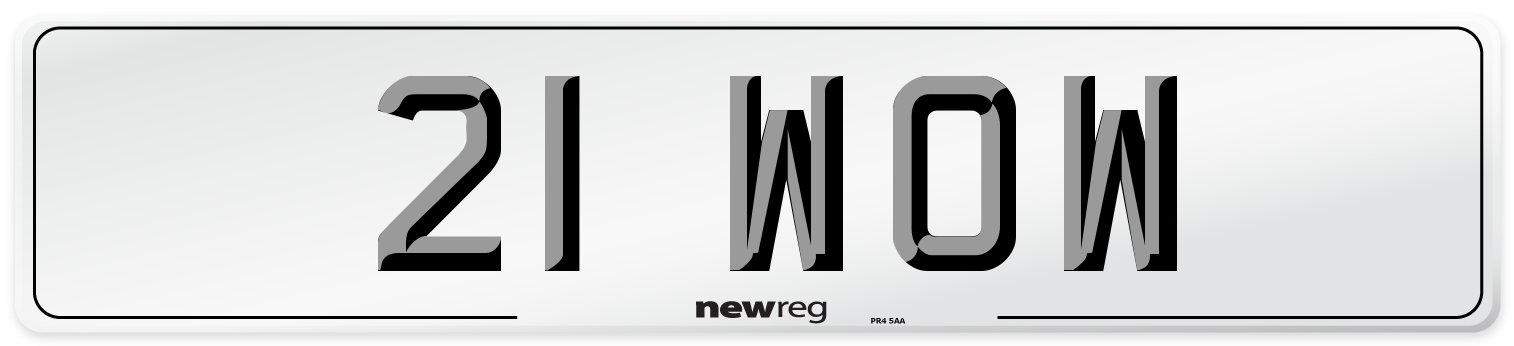 21 WOW Front Number Plate