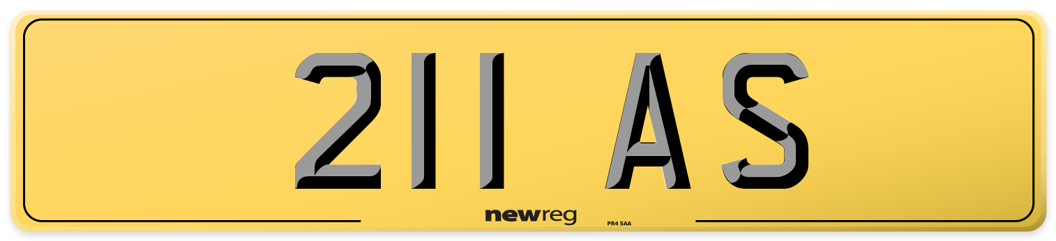 211 AS Rear Number Plate