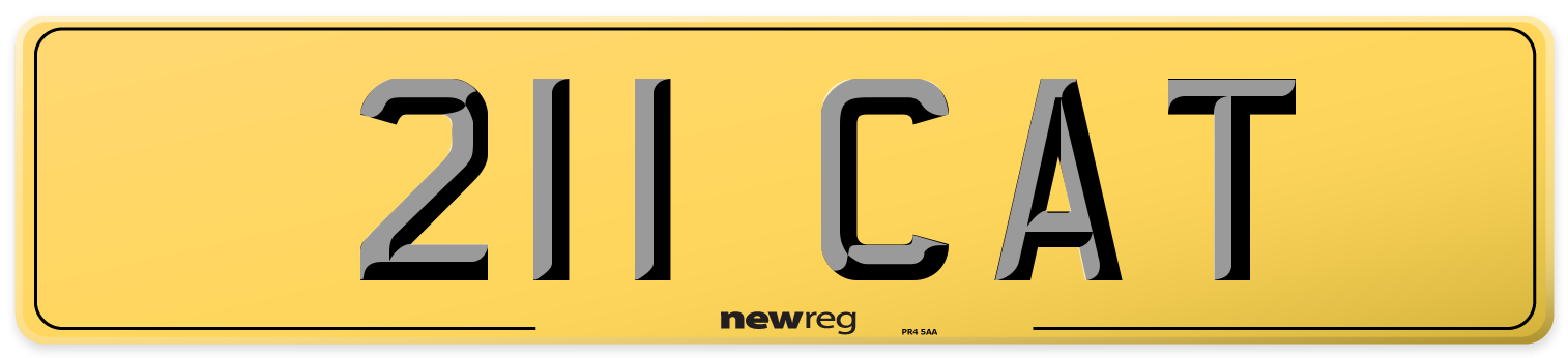 211 CAT Rear Number Plate