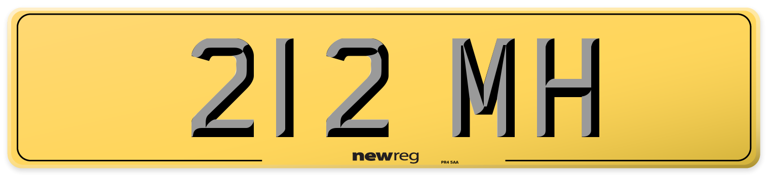 212 MH Rear Number Plate