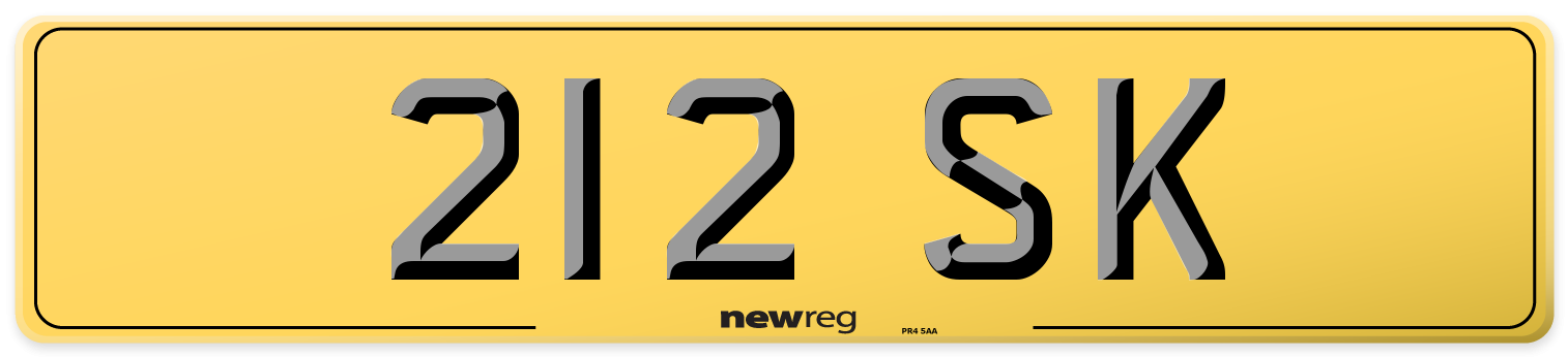 212 SK Rear Number Plate
