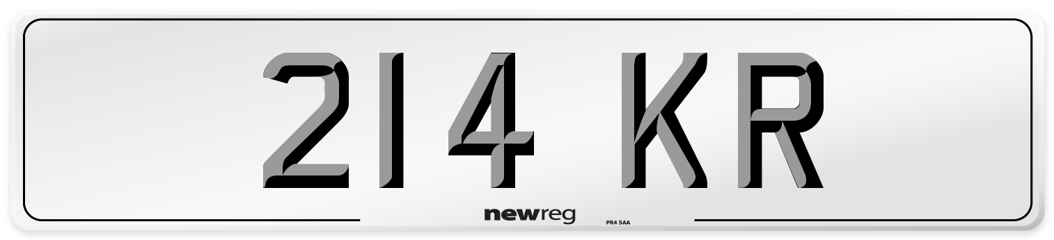 214 KR Front Number Plate