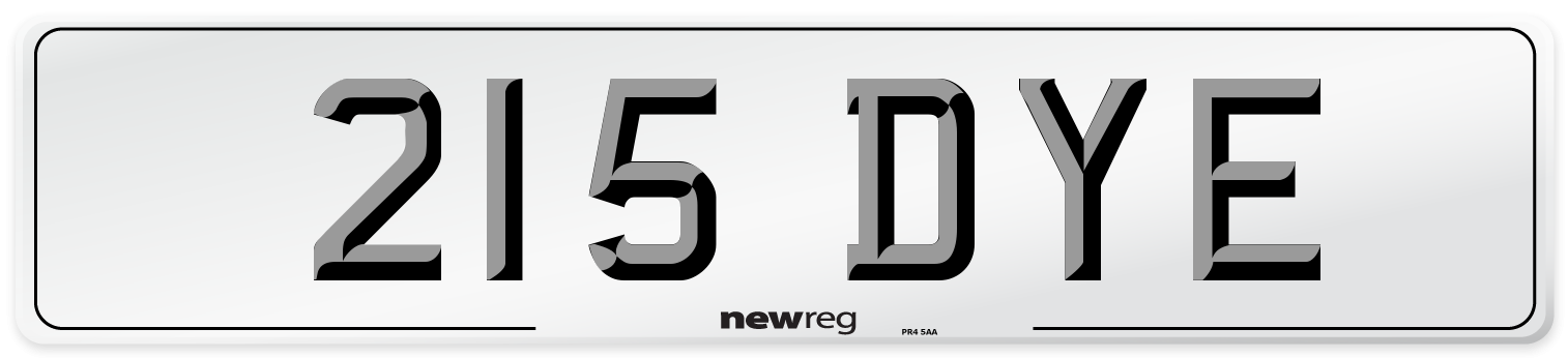 215 DYE Front Number Plate