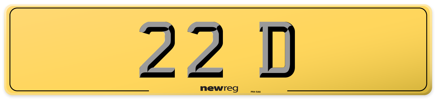 22 D Rear Number Plate