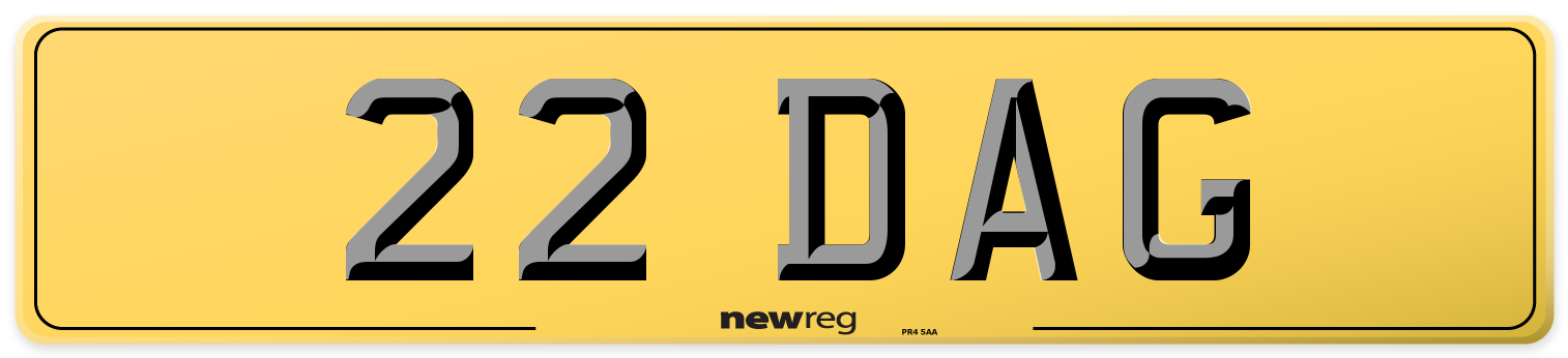 22 DAG Rear Number Plate
