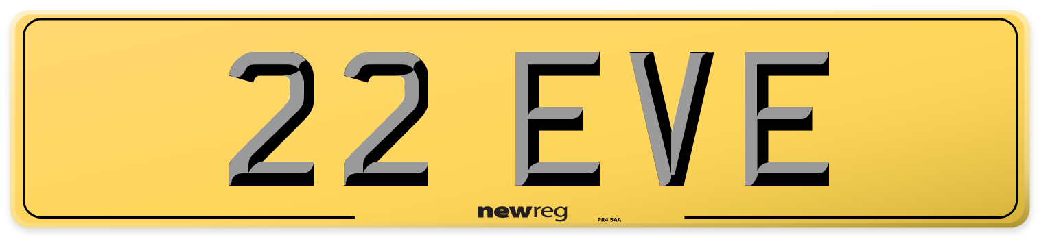 22 EVE Rear Number Plate