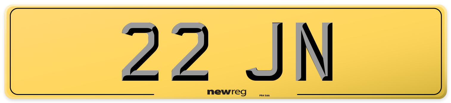 22 JN Rear Number Plate