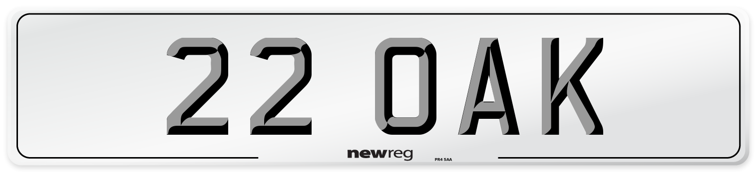 22 OAK Front Number Plate