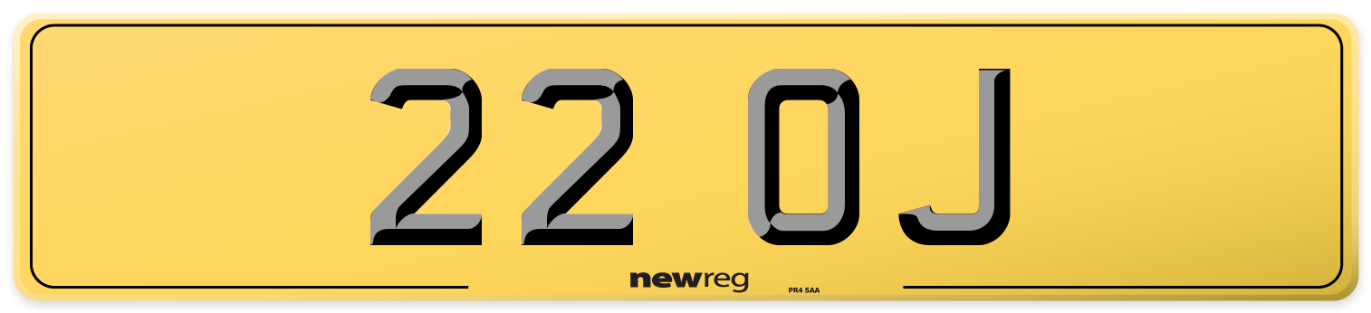 22 OJ Rear Number Plate