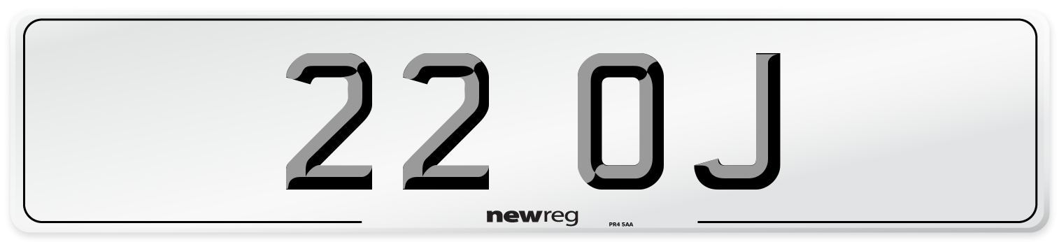 22 OJ Front Number Plate