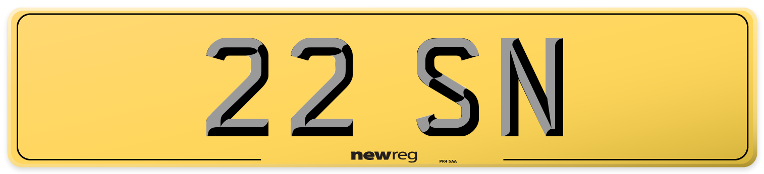 22 SN Rear Number Plate