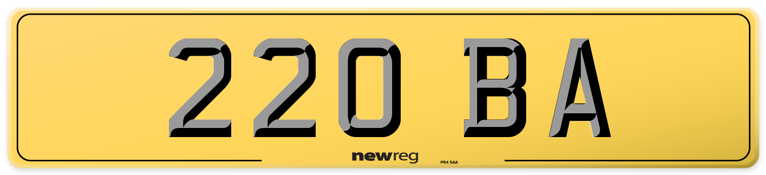 220 BA Rear Number Plate