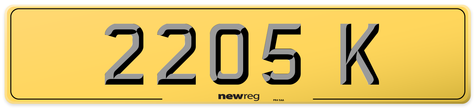 2205 K Rear Number Plate