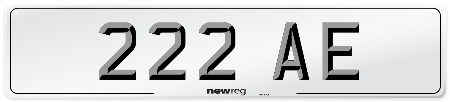 222 AE Front Number Plate