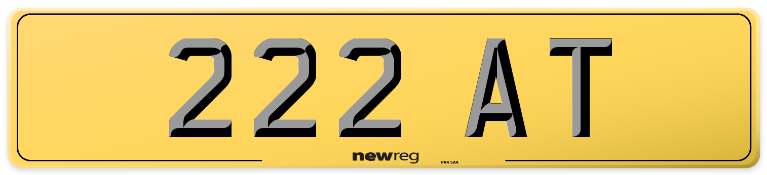 222 AT Rear Number Plate